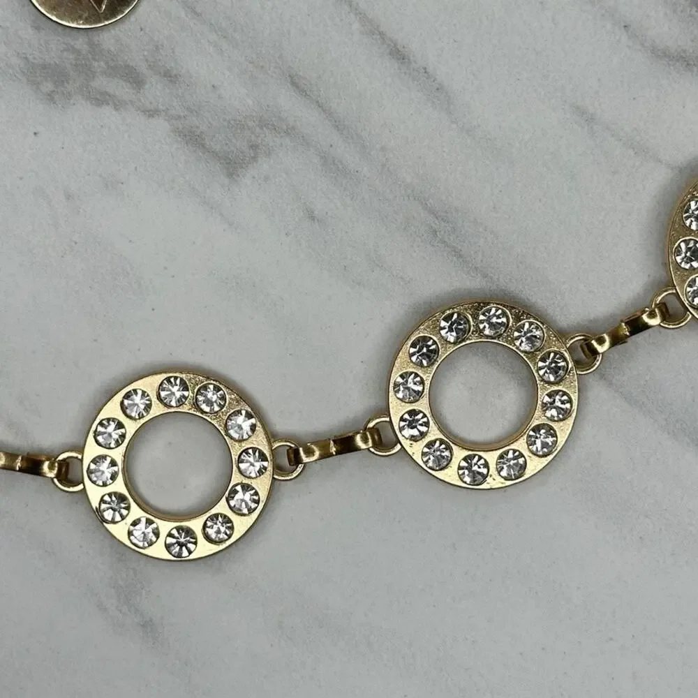 Adrienne Vittadini Gold Rhinestone Chain Link Belt One Size (OS) ✨